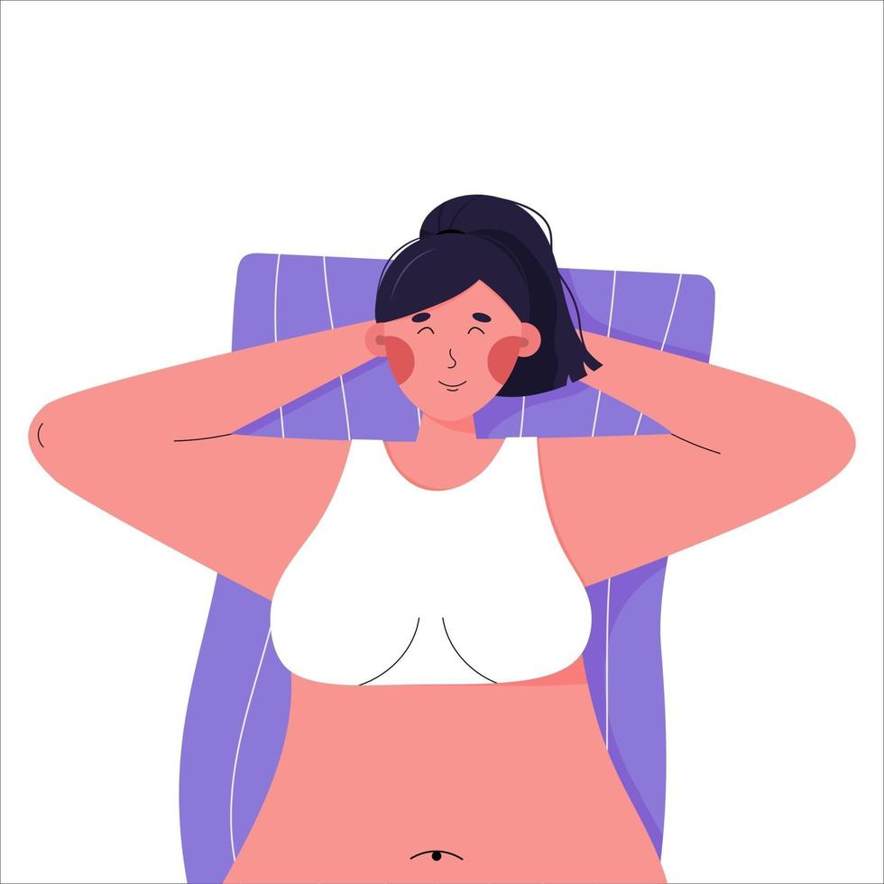 chica relajándose en una toalla. concepto de verano y playa. ilustración vectorial vector