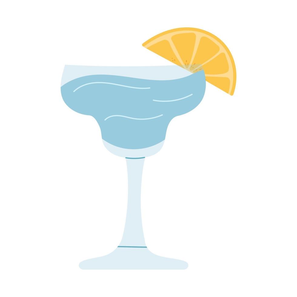 Glass with cocktail and orange. Vector illustration.