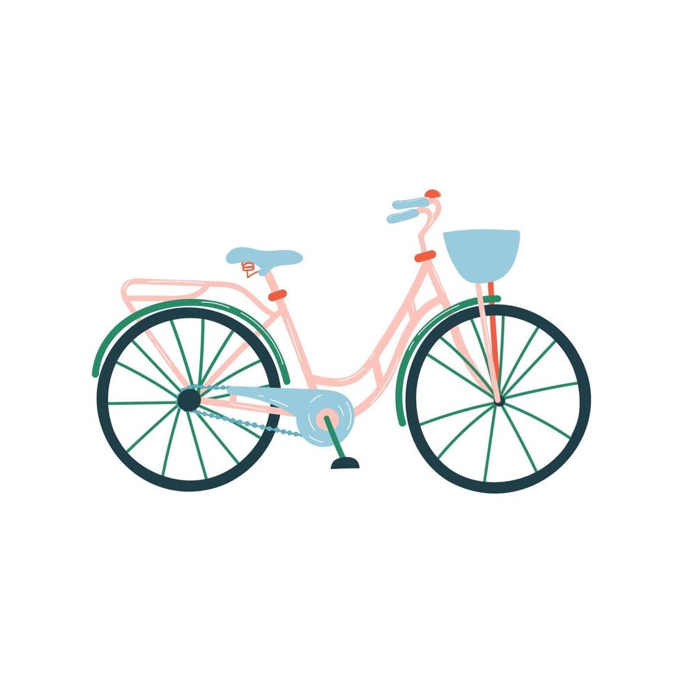Cute retro bicycle isolated on white background. Vector illustration.