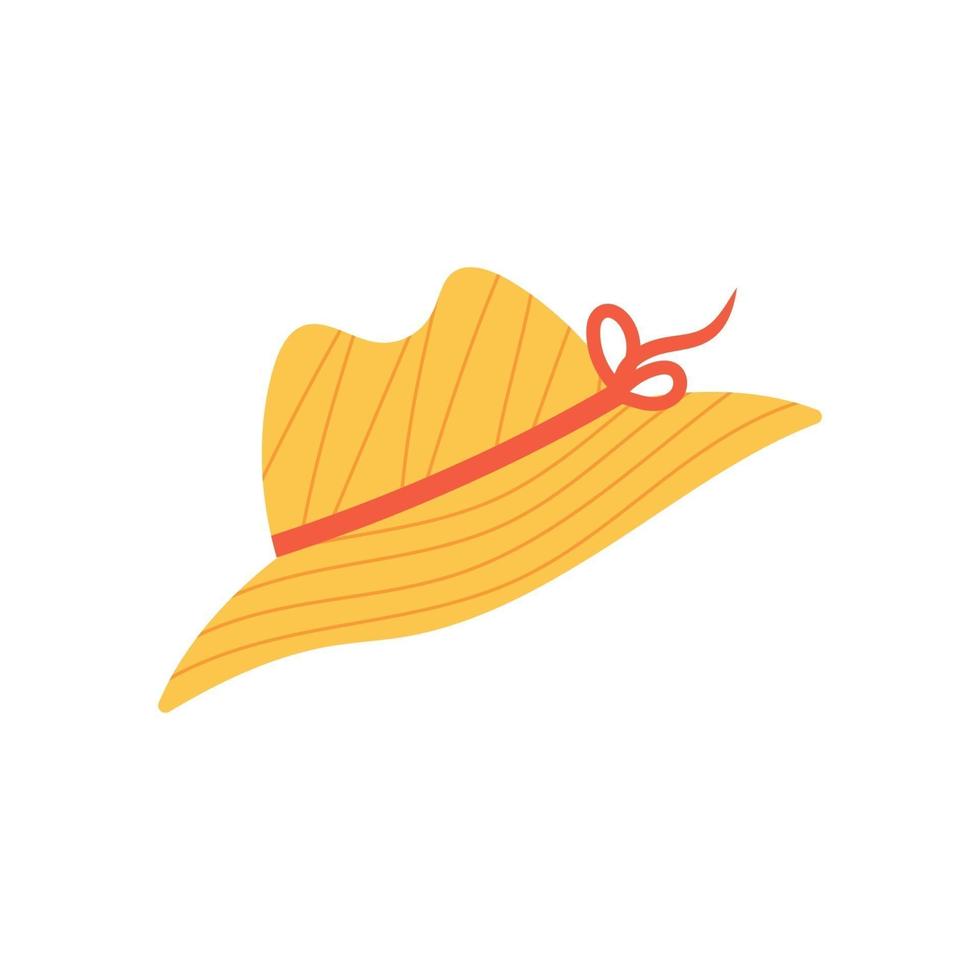 Lindo sombrero de paja de ala ancha aislado sobre fondo blanco. ilustración vectorial vector