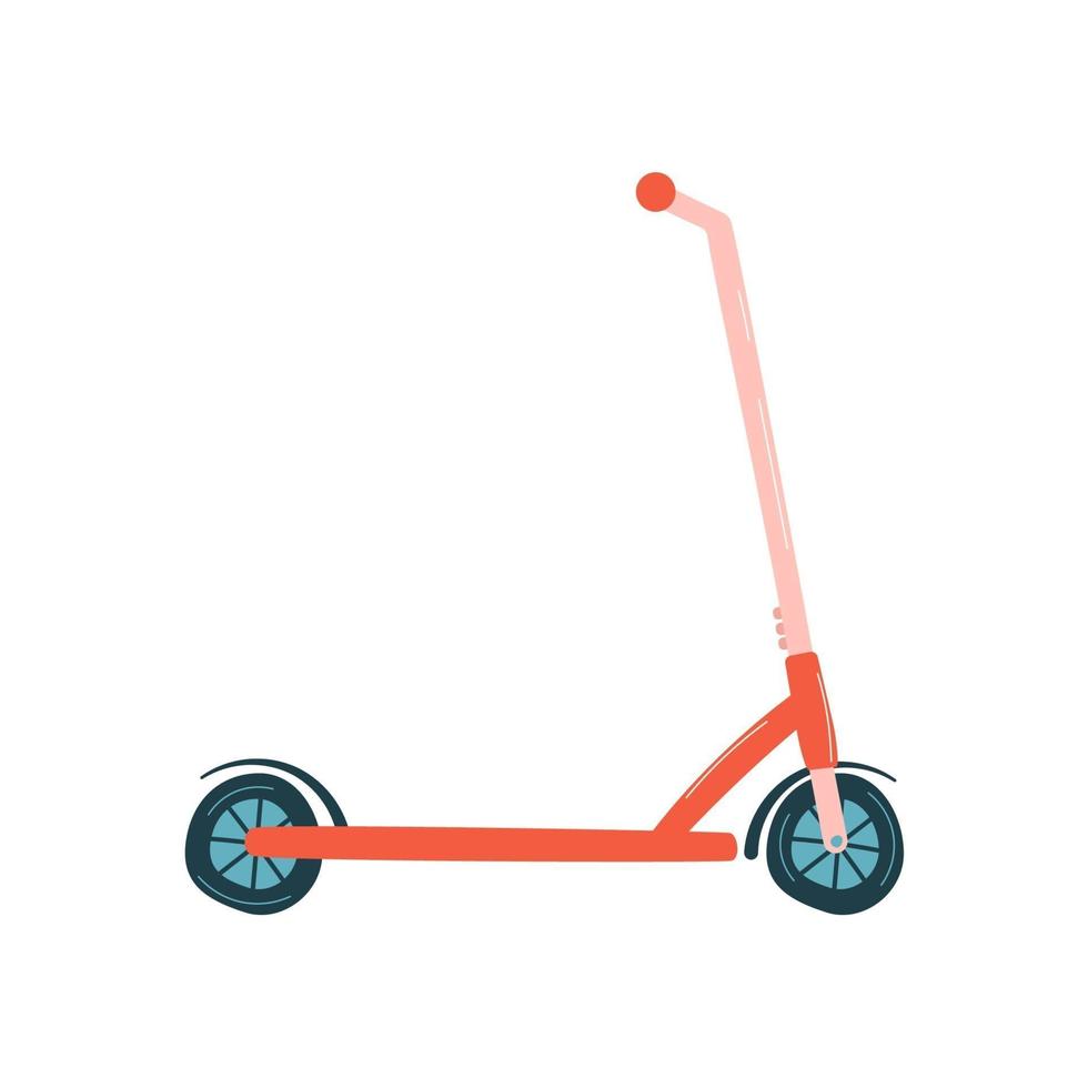 Cute hand-drawn scooter isolated on white background. Vector illustration.