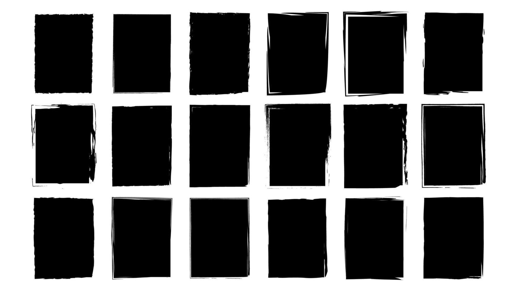 Dirty frames grunge. Ink brush strokes. distress textures of a square vector