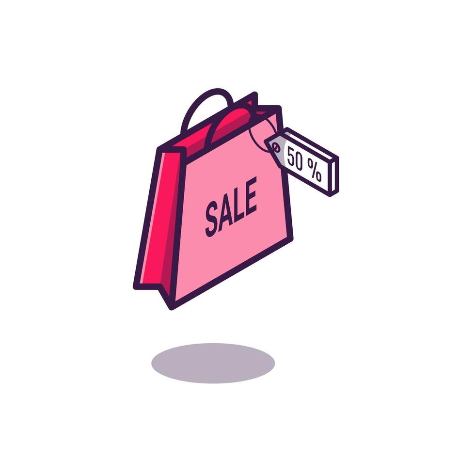 Cartoon shopping bag illustration with black Friday theme vector