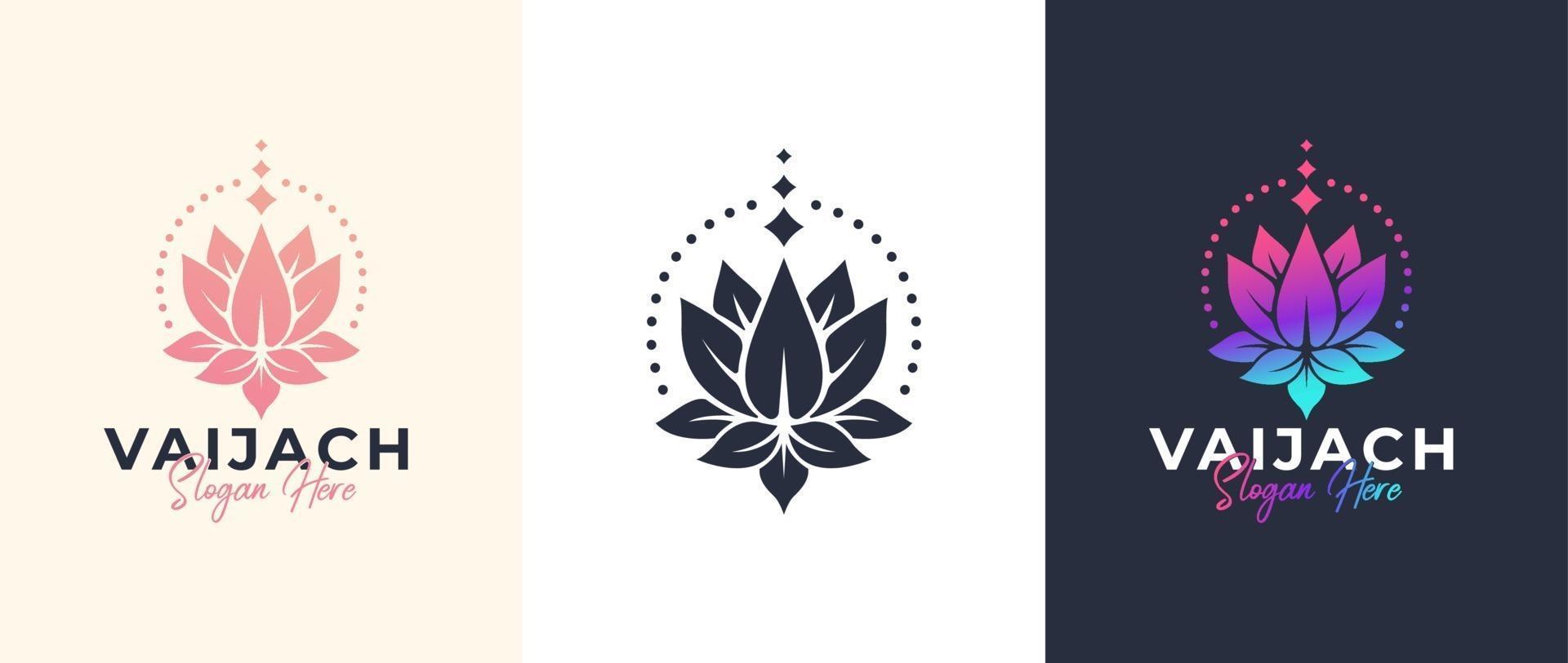 lotus logo design template, flower logo brand in 3 color vector