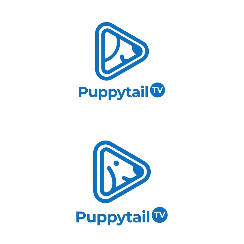 DOG AND PLAY BUTTON LOGO vector