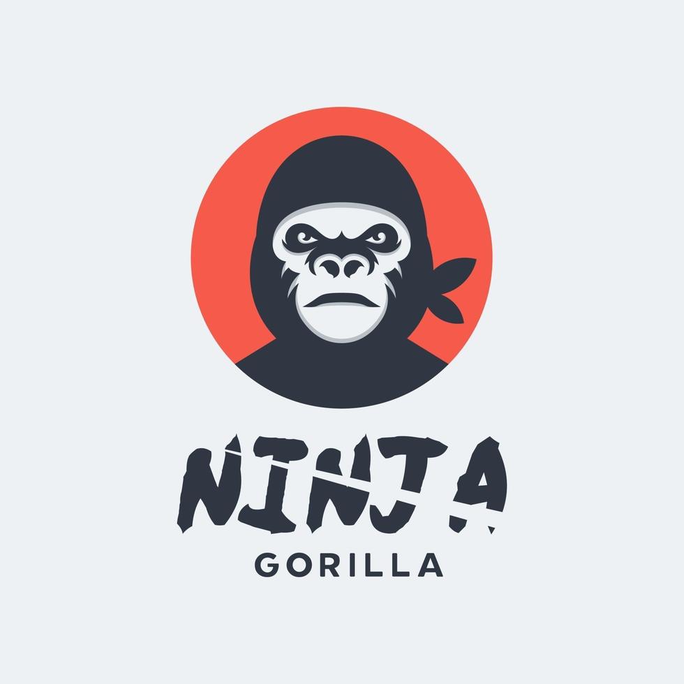 logotipo de gorila ninja vector