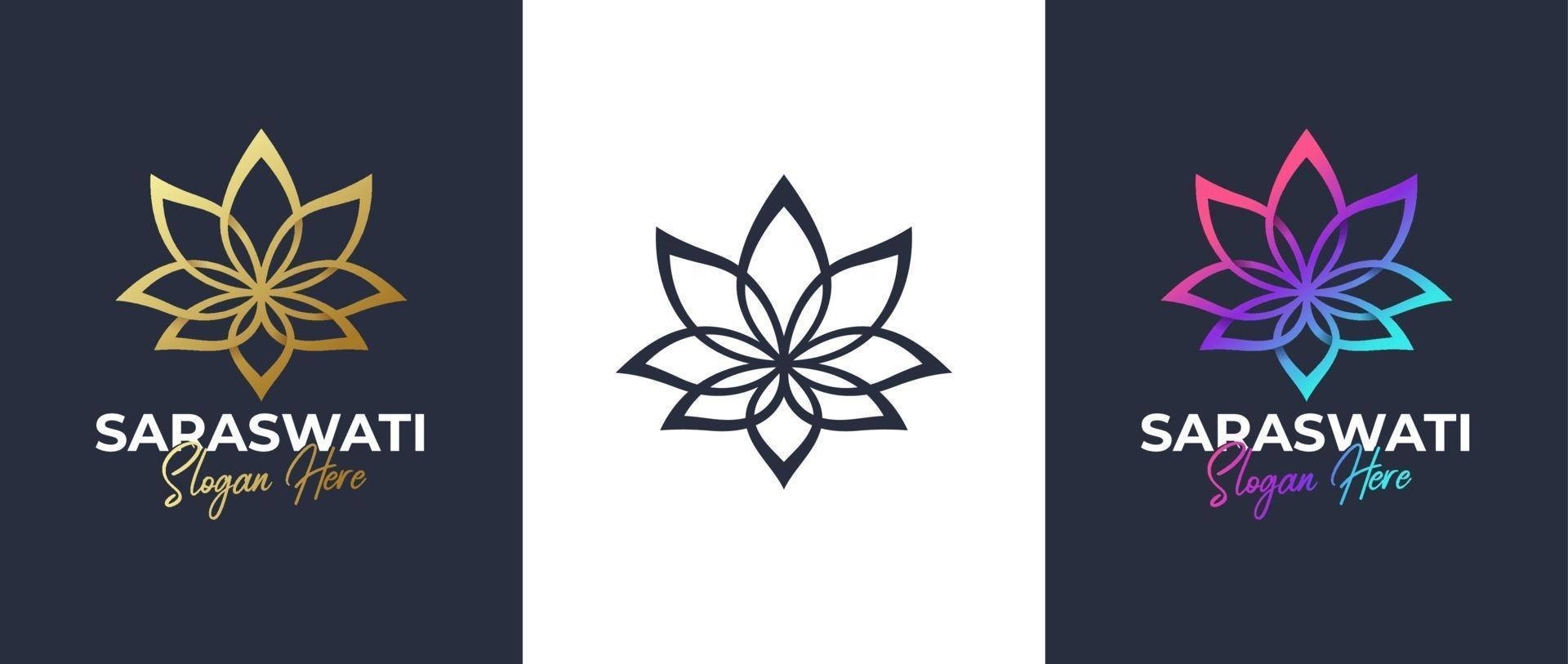 lotus logo design template, flower logo brand in 3 color vector
