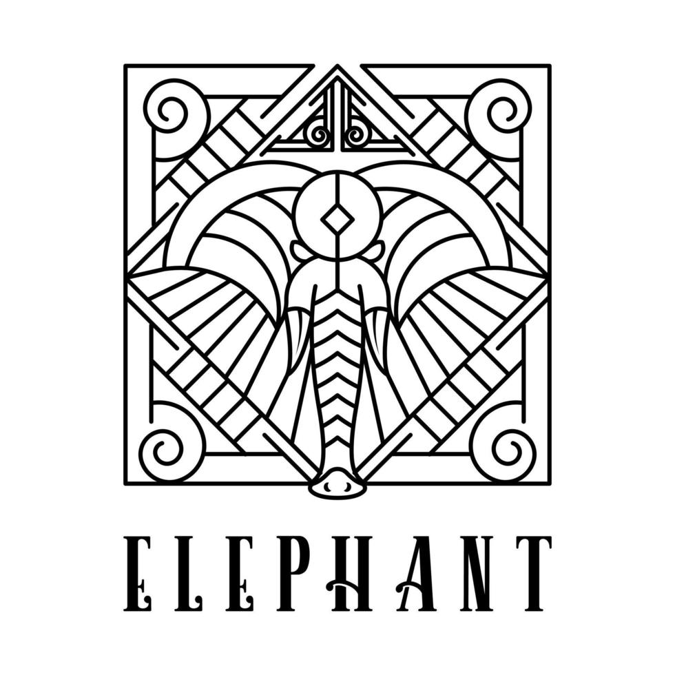 arte lineal de elefante vector