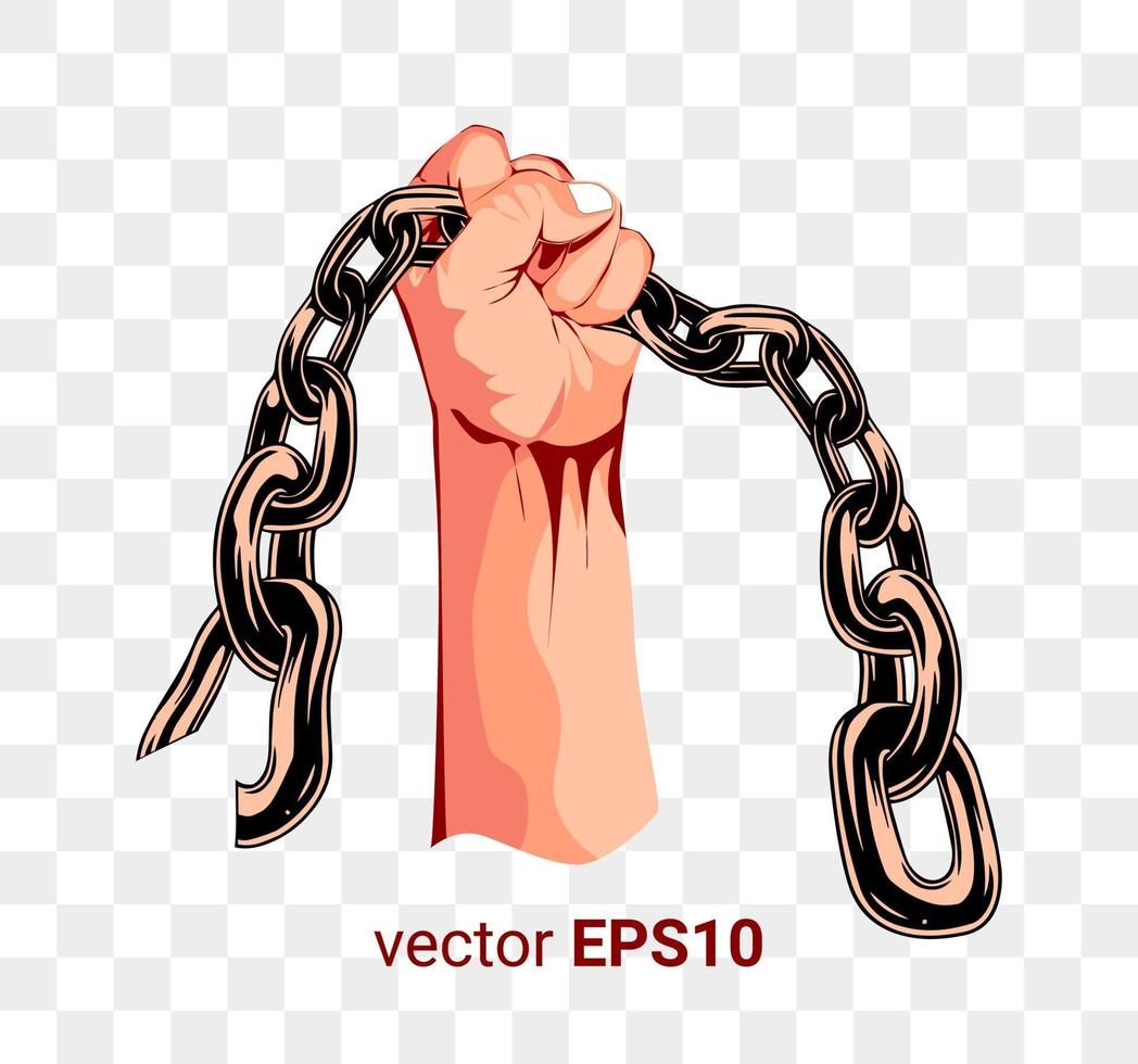 ilustración de imagen vectorial de una mano sosteniendo una cadena de símbolo de libertad vector