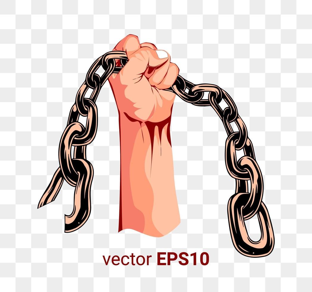 Vector Image Illustration of a hand holding a chain of freedom symbol