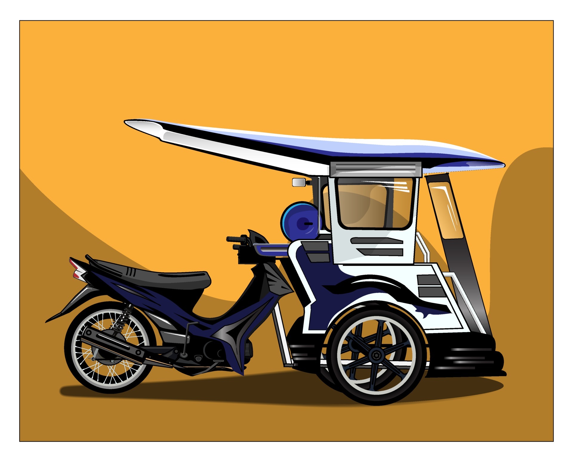 Vector image of illustration of traditional transportation tools from