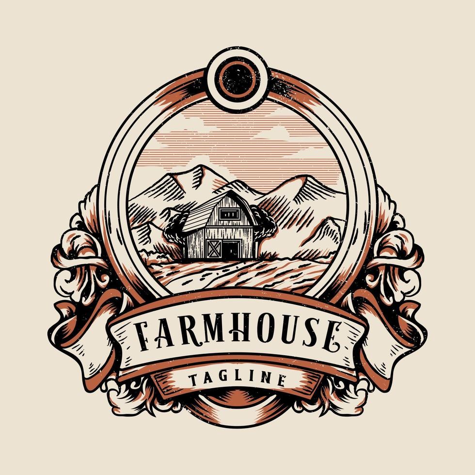 farm house vintage logo vector