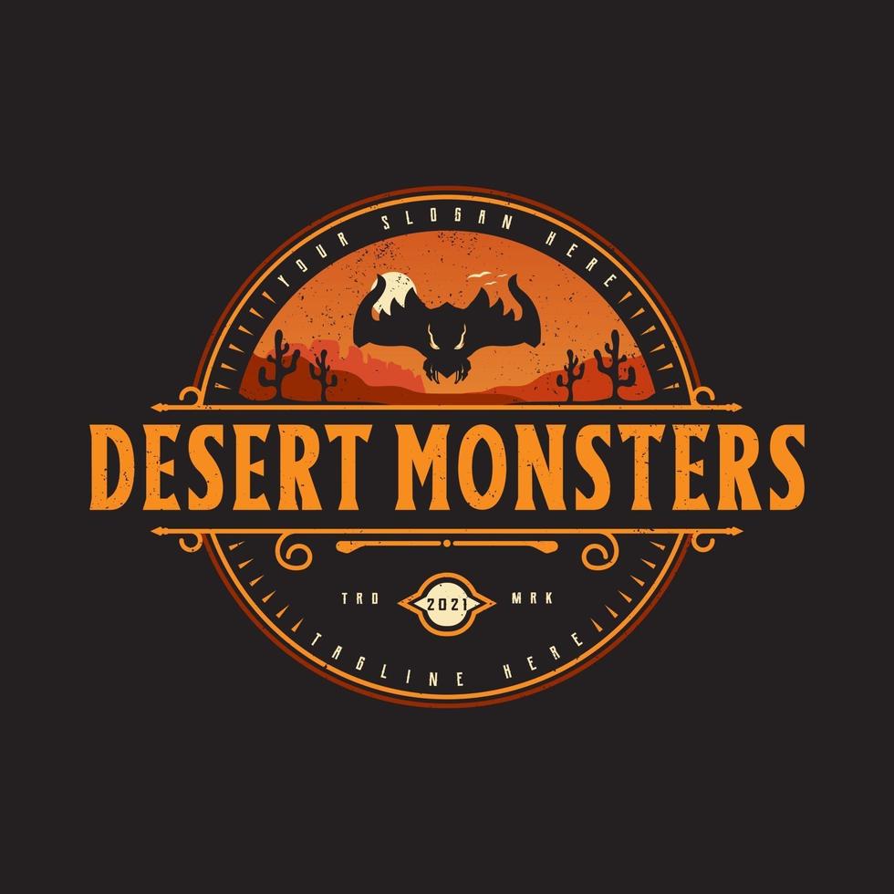 desert monster vintage logo vector