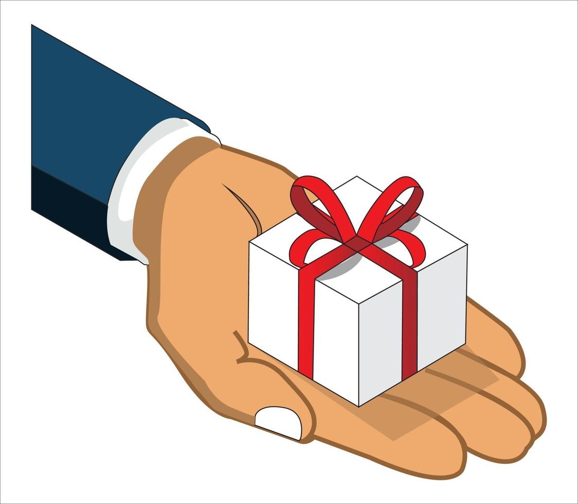 vector image of hand giving gift illustration