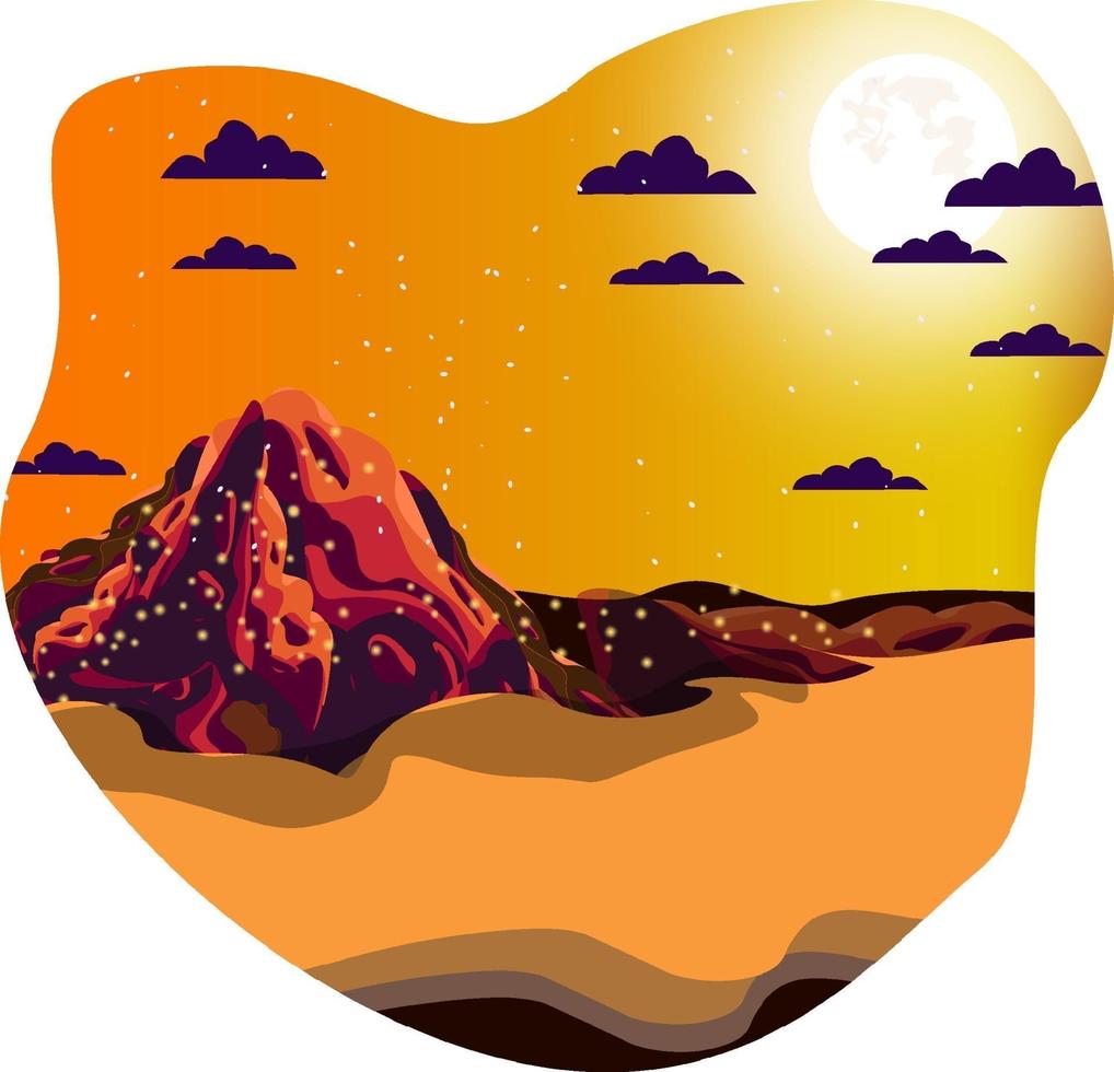 illustration of desert at night moonlight vector