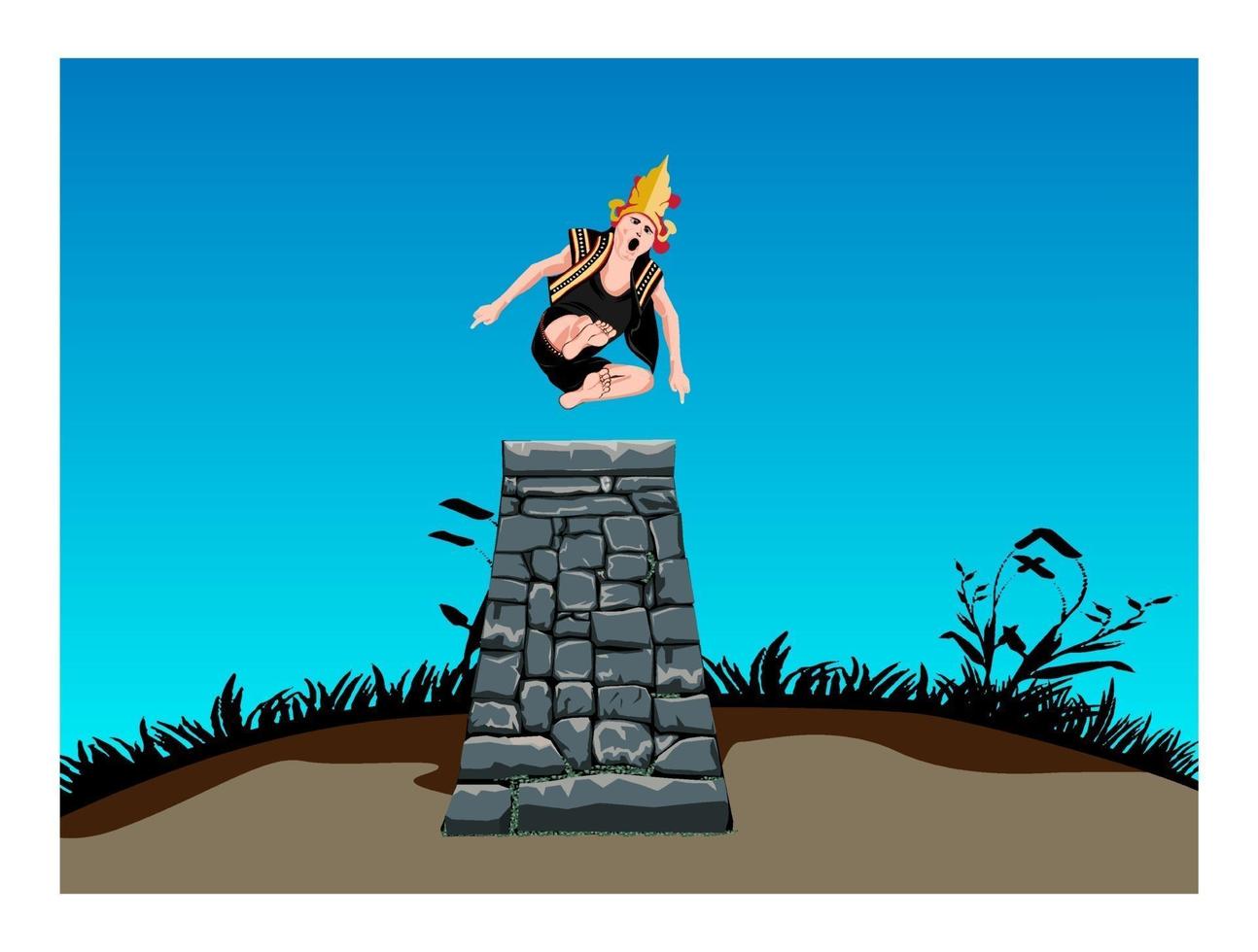 vector image illustration of the cultural activity of the springboard island of Nias, North Sumatra, Indonesia