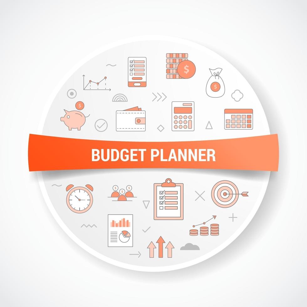 budget planner concept with icon concept with round or circle shape vector
