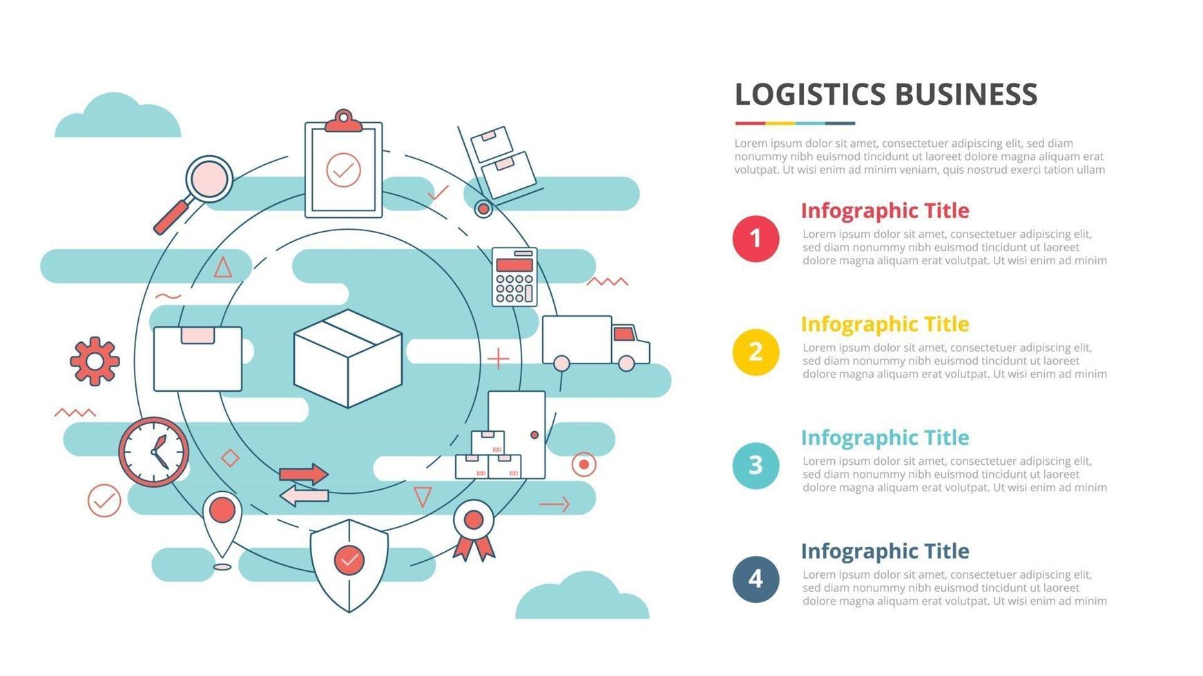 logistics business or delivery concept for infographic template banner with four point list information vector