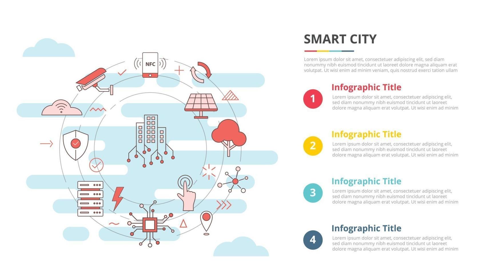 smart city concept for infographic template banner with four point list information vector