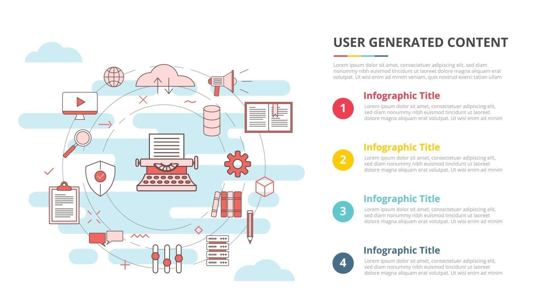 ugc user generated content concept for infographic template banner with four point list information vector