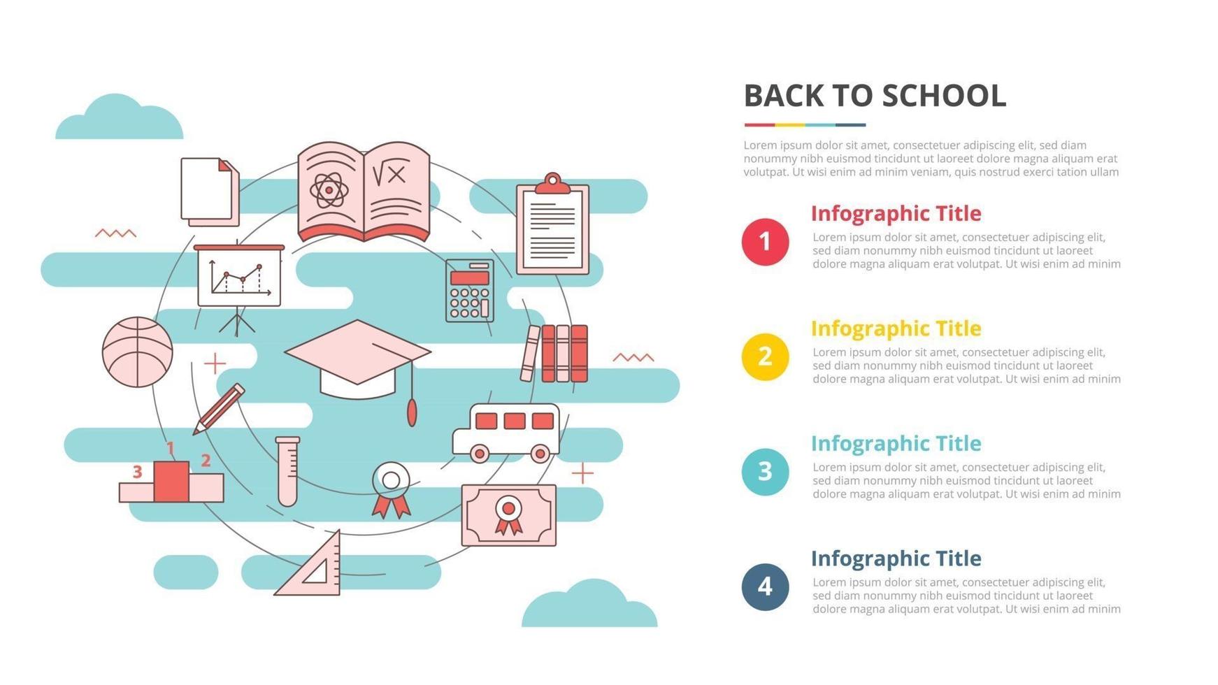 back to school concept for infographic template banner with four point list information vector