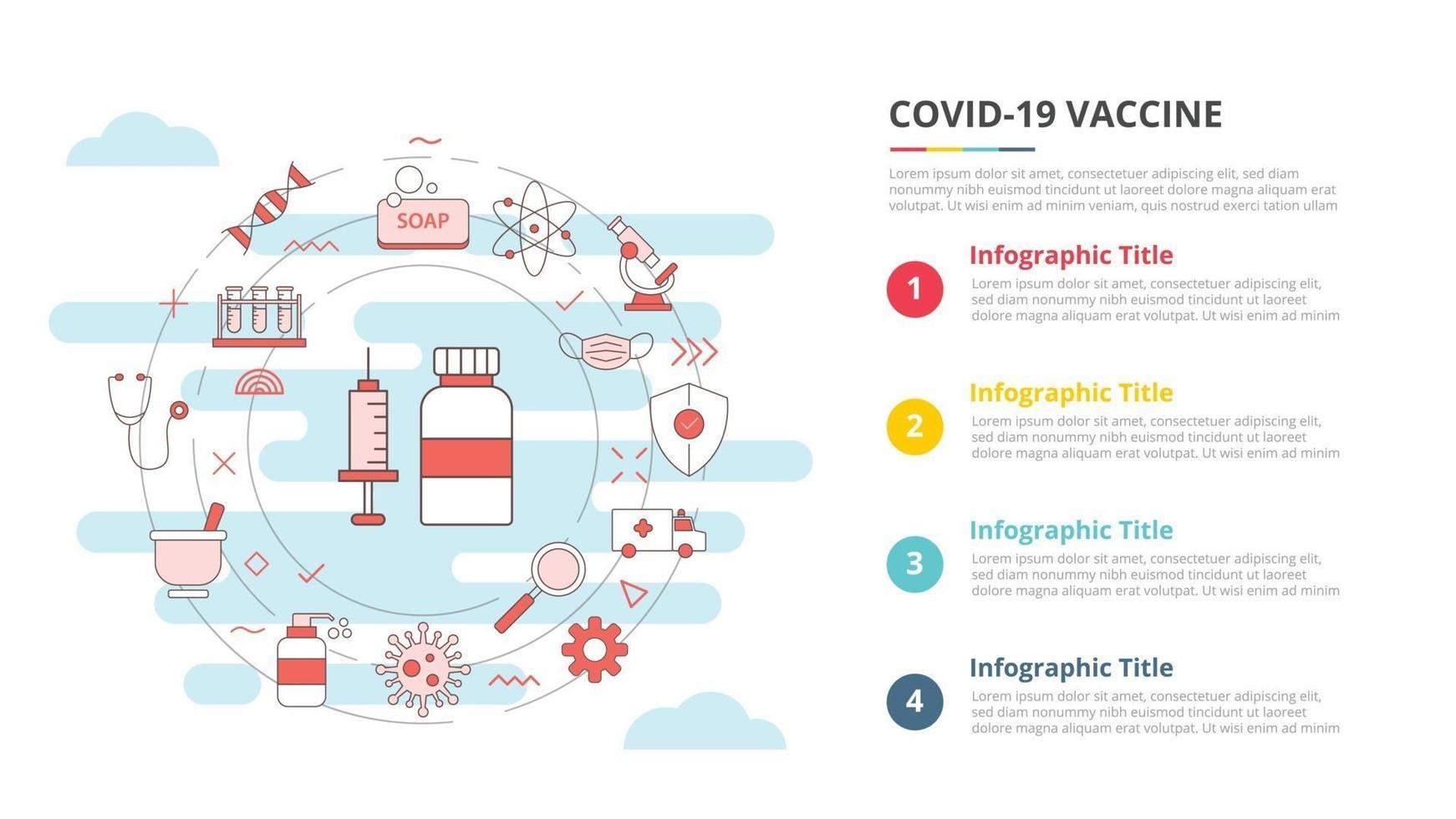 covid-19 vaccine concept for infographic template banner with four point list information vector