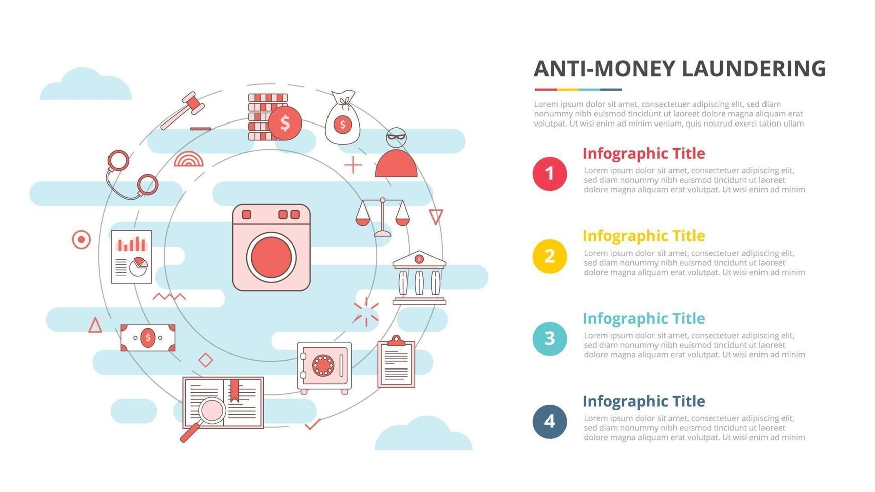 aml anti money laundering concept for infographic template banner with four point list information vector
