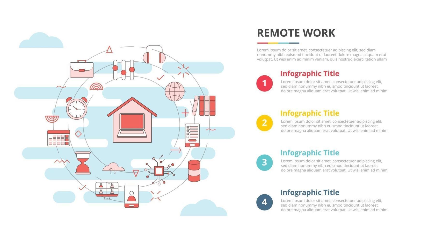 remote work concept for infographic template banner with four point list information vector
