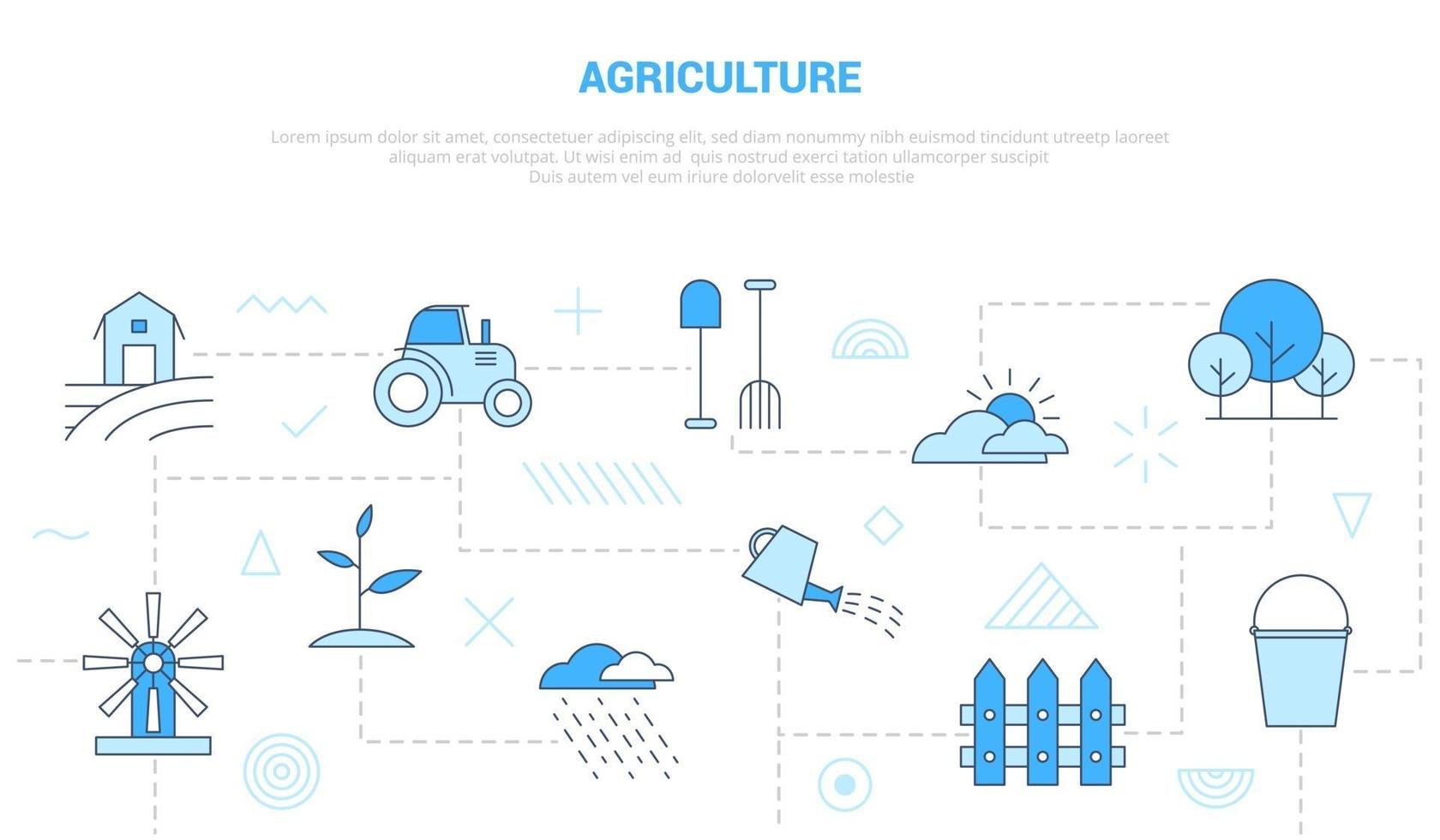 agriculture concept with icon set template banner with modern blue color style vector