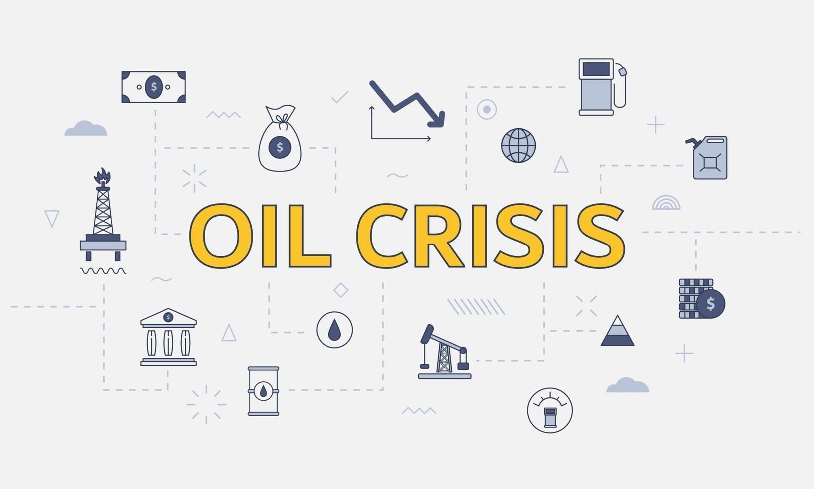 oil crisis concept with icon set with big word or text on center vector