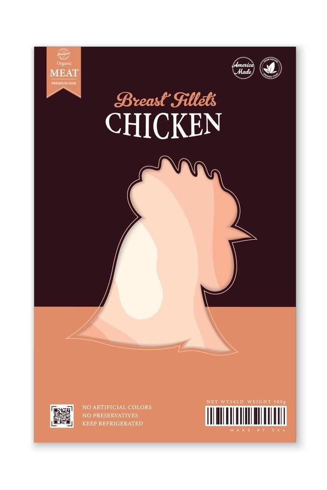 Vector chicken meat packaging or label design.  Butcher's shop