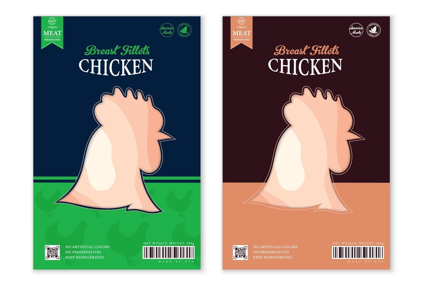 embalaje de carne de pollo vectorial o diseño de etiquetas. carnicería vector