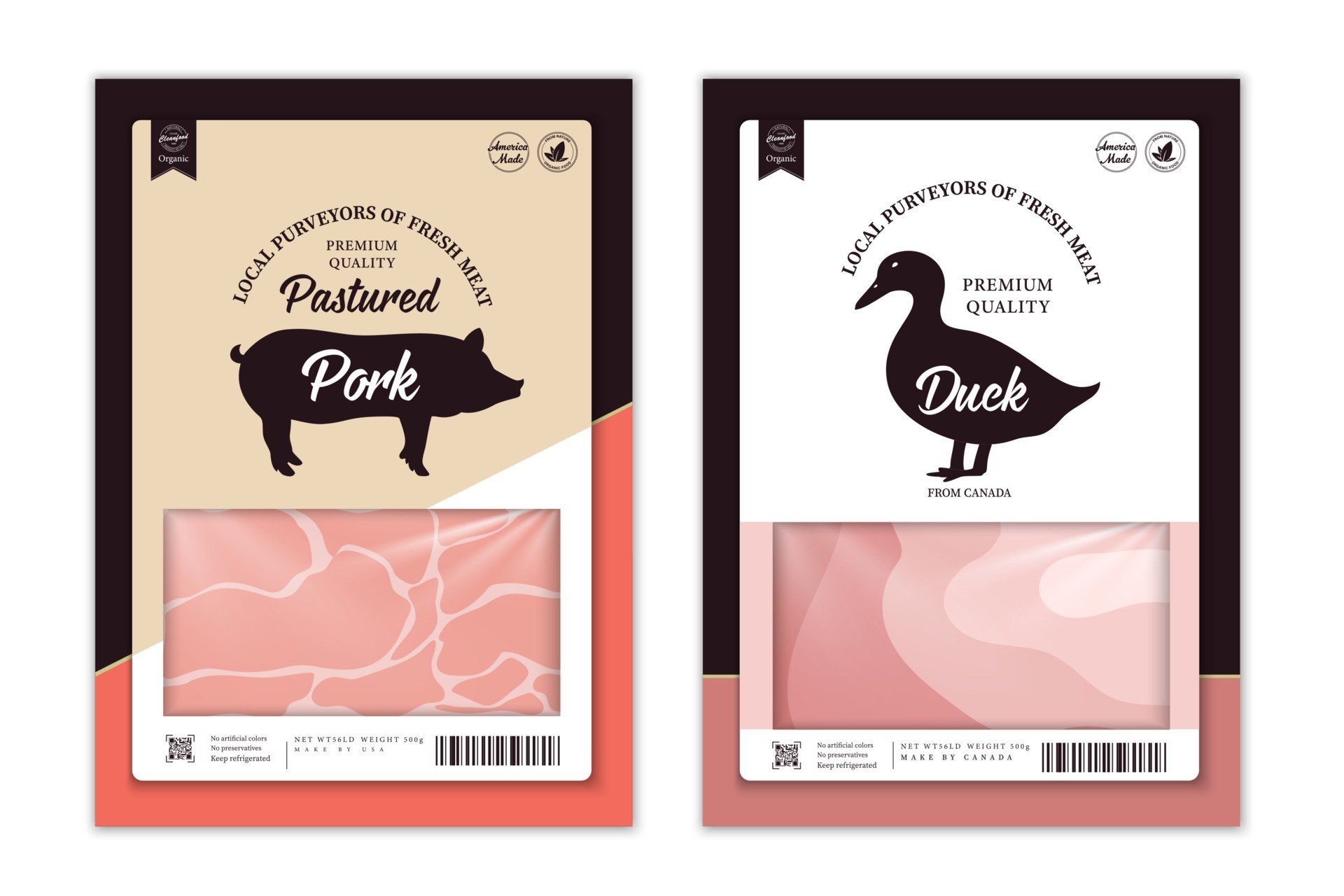 Butchery labels with farm animal silhouettes pork duck icons and meat  5237696 Vector Art at Vecteezy