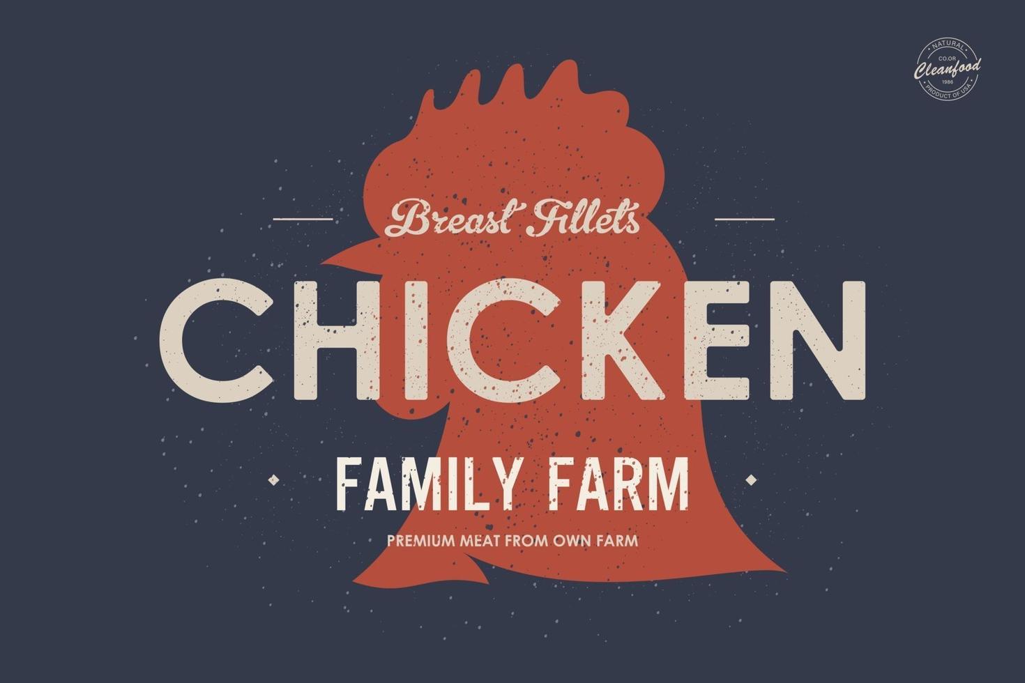 Chicken, poultry. Vintage logo for Butchery meat shop with text vector