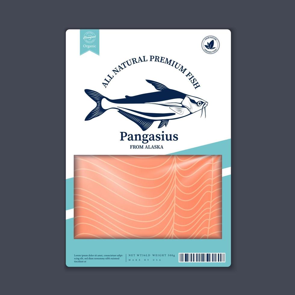 diseño de estilo pangasius vectorial. textura de pescado pangasius para el envasado vector