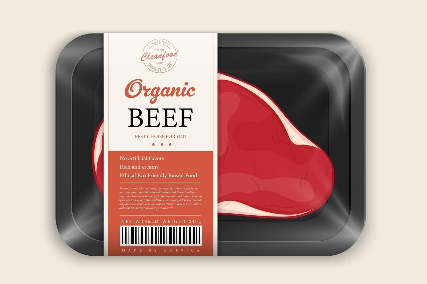 Paquete de carne de res de primera calidad. silueta de vaca dibujada a mano moderna vector