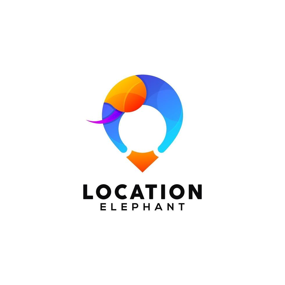 elephant pin colorful logo design template vector