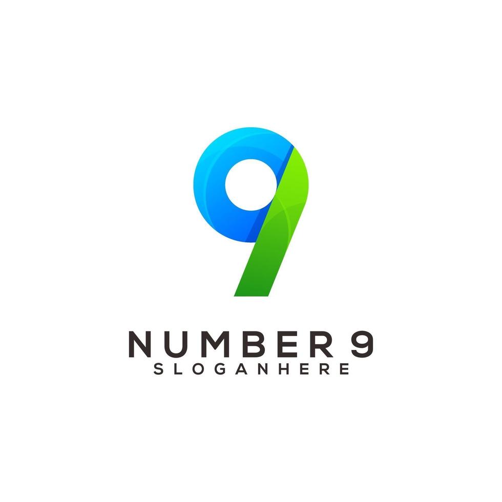 number 9 colorful logo design template vector