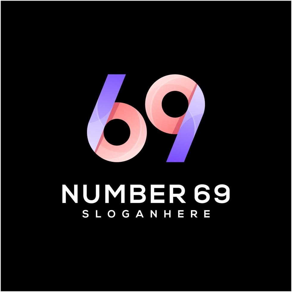 number 69 colorful logo design template vector