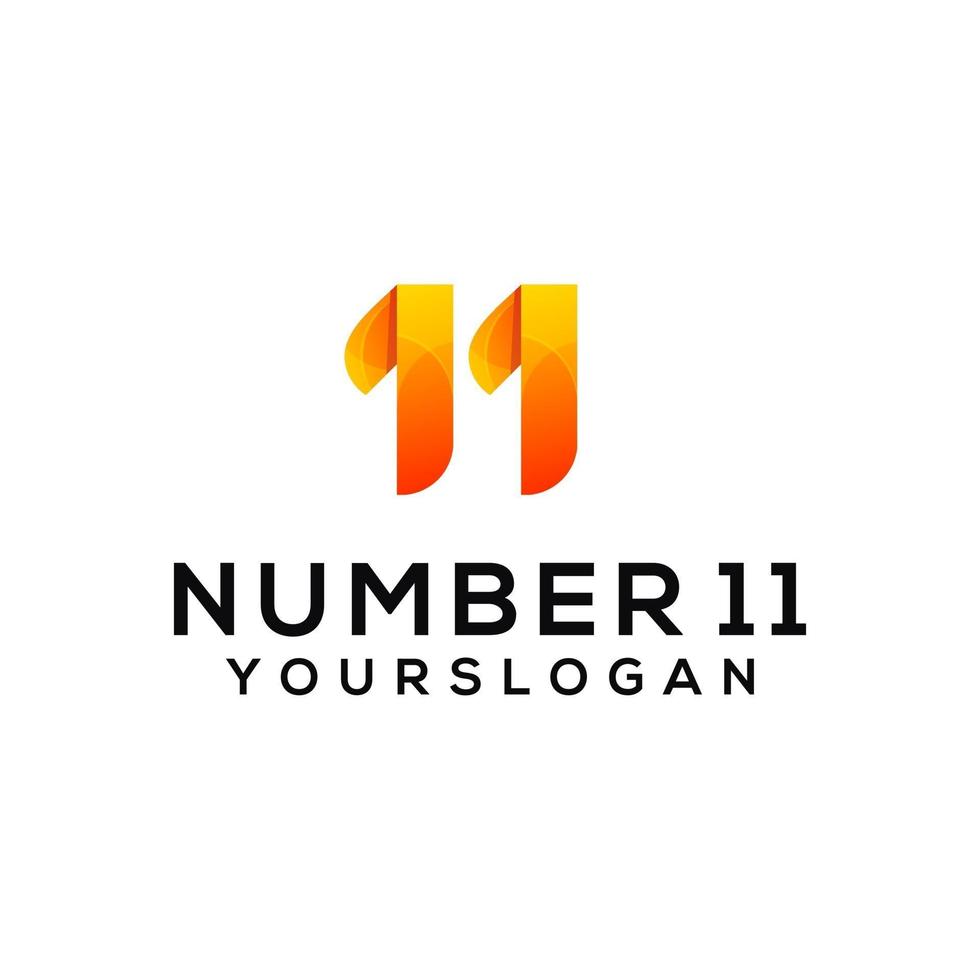 number 11 colorful logo design template vector