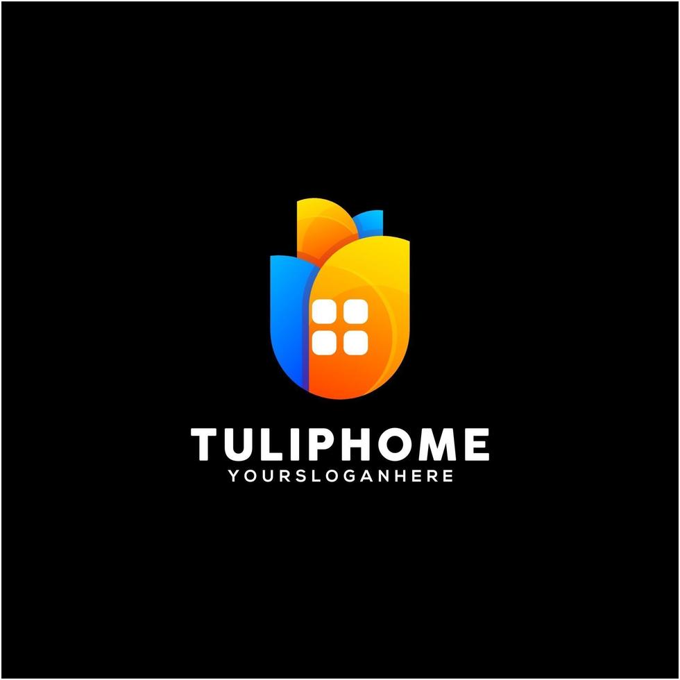 tulip home colorful logo design template vector