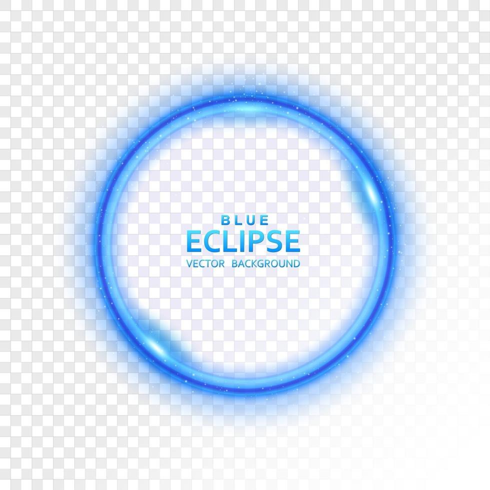 Abstract Blue Eclipse of light on a bright transparent background, isolated and easy to edit vector