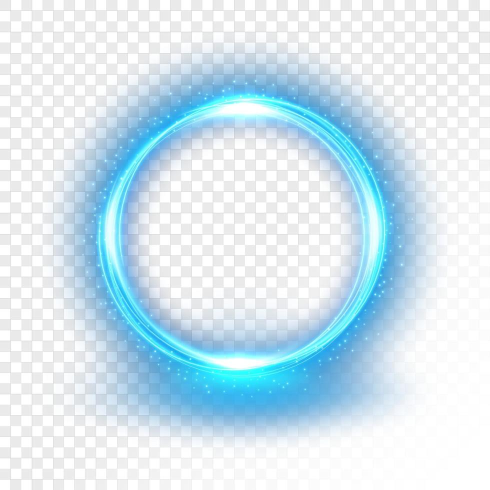 Abstract Blue Ring of light on a bright transparent background ...