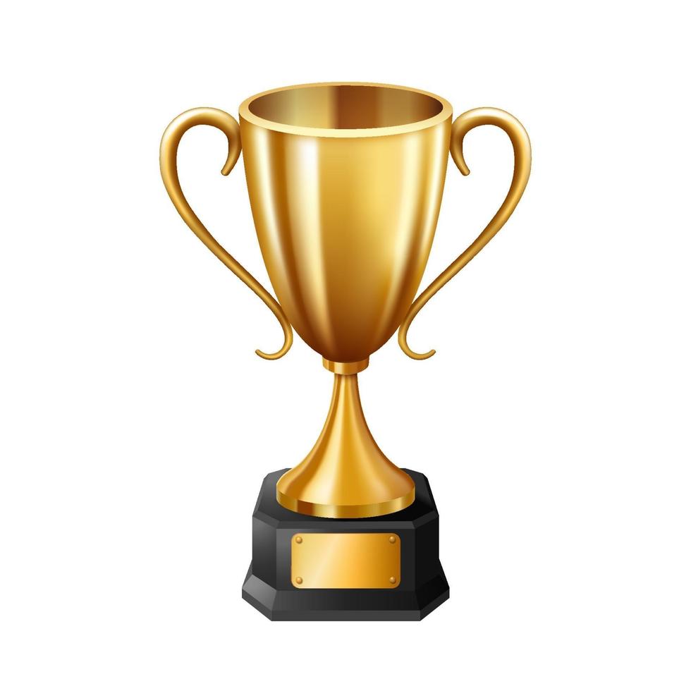 Realistic Golden Trophy with text space, Vector Illustration