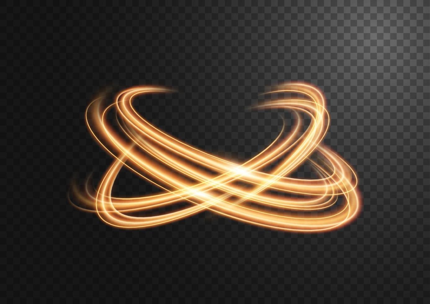 Abstract gold swirl line of light with a transparent background, isolated and easy to edit vector