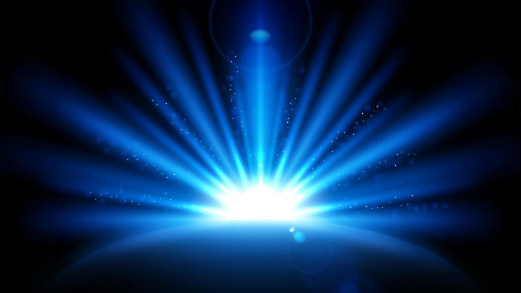 Blue Rays with lens flare, Vector Illustration