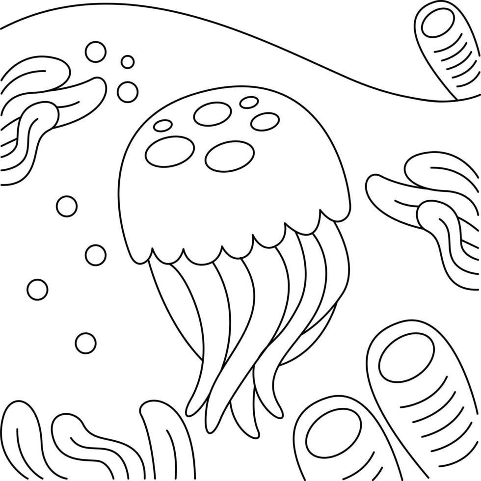 jellyfish doodle coloring for kids vector