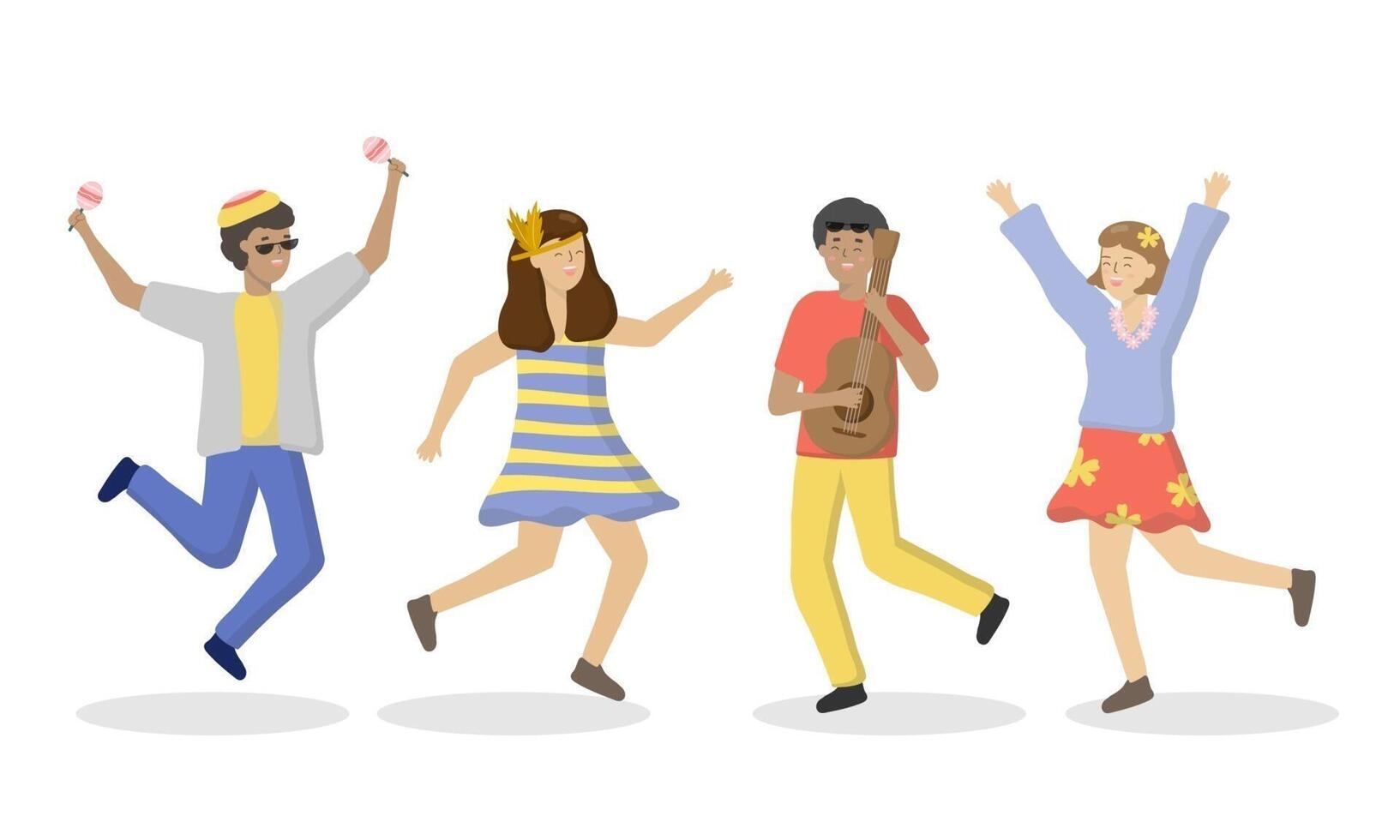 Music band play and singing music on stage in birthday party. vector