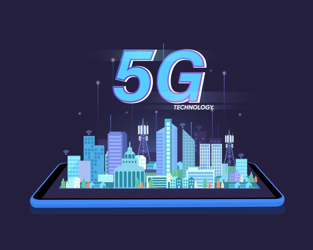 5G Global network high speed wireless internet wifi technology vector illustration.