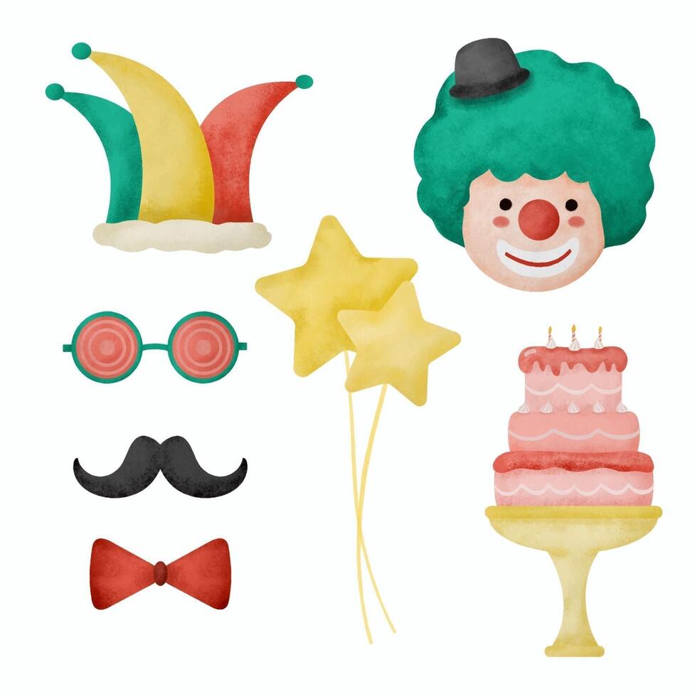 A watercolor canival party themed object, a concept for decorating a venue or making invitation cards. vector